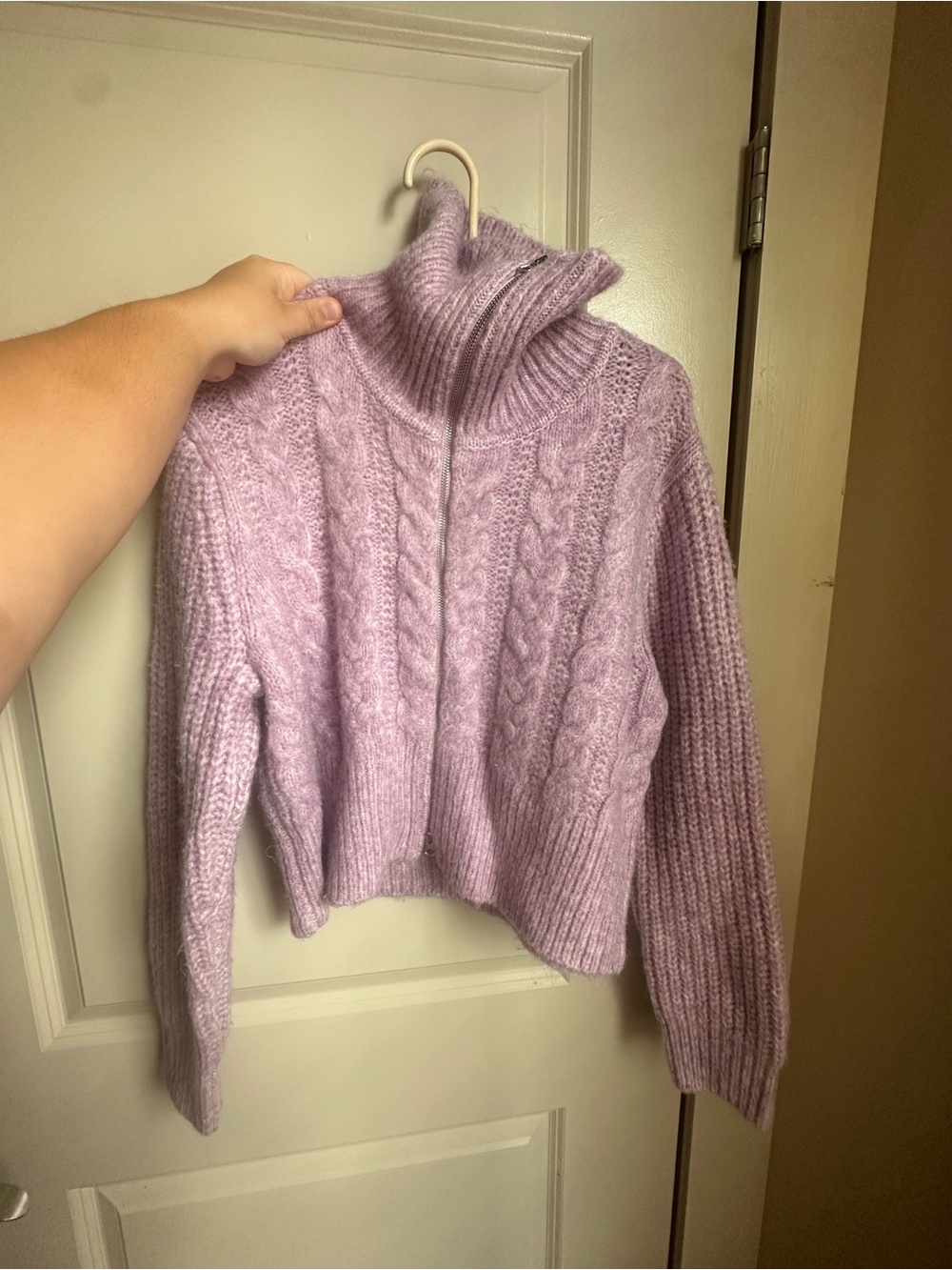 Universal Thread Lavender Cable Zip Turtleneck Sweater